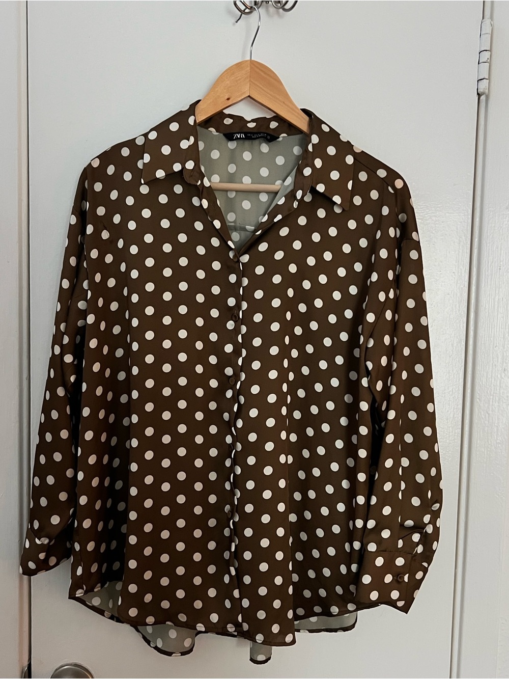 ZARA Polka Dot Button-Down Shirt - Picture 4 of 5